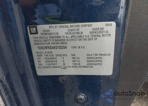 2010 Chevrolet Traverse Lt from USA, damaged, VIN 1GNLRFED4AS102254